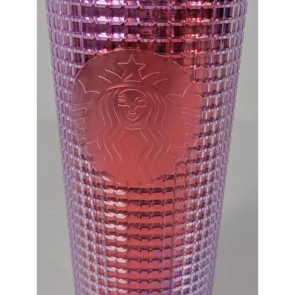 Starbucks Pink Purple Iridescent Grid Venti 24 oz. Cold Tumbler No straw/lid NWT
